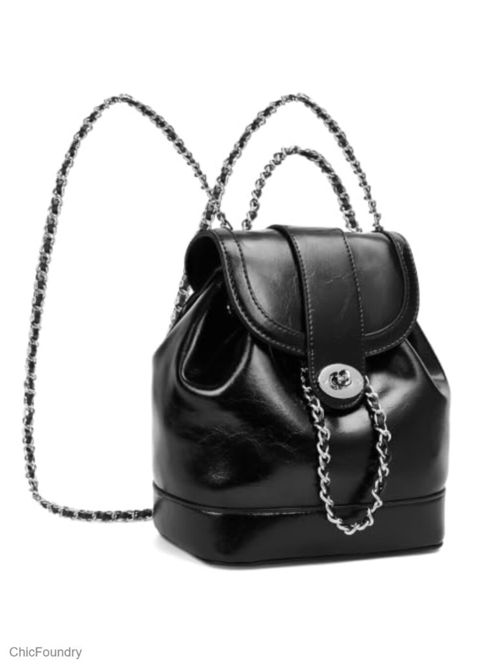 Women's Vegan Leather Mini Backpack Purse with Chain Strap